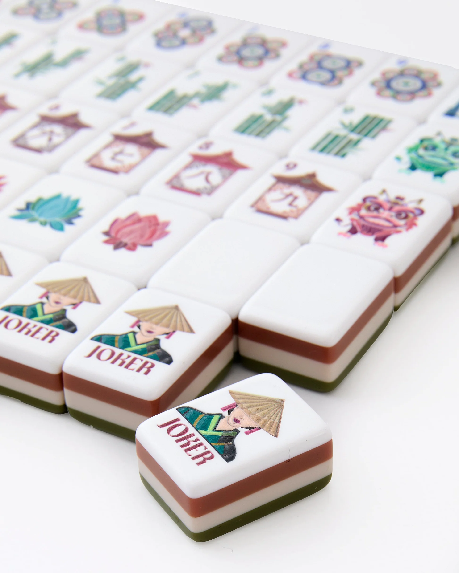 Olive Green Mahjong Tiles Set