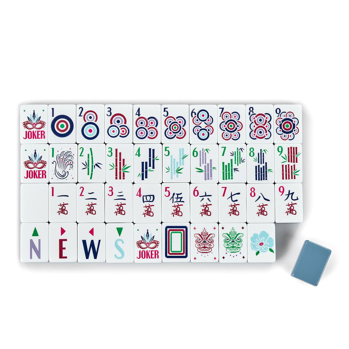 Blue Mahjong Tiles Set