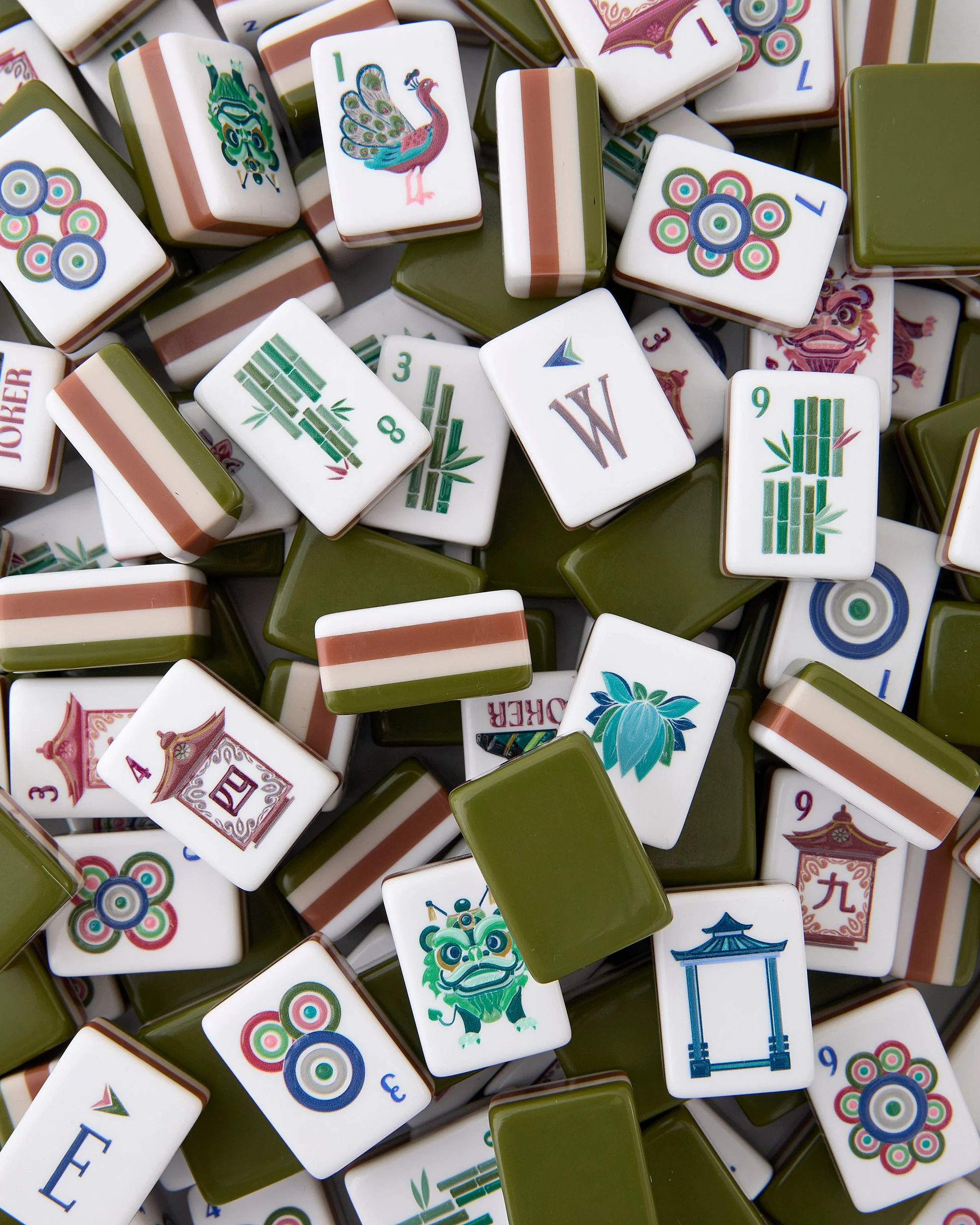 Olive Green Mahjong Tiles Set