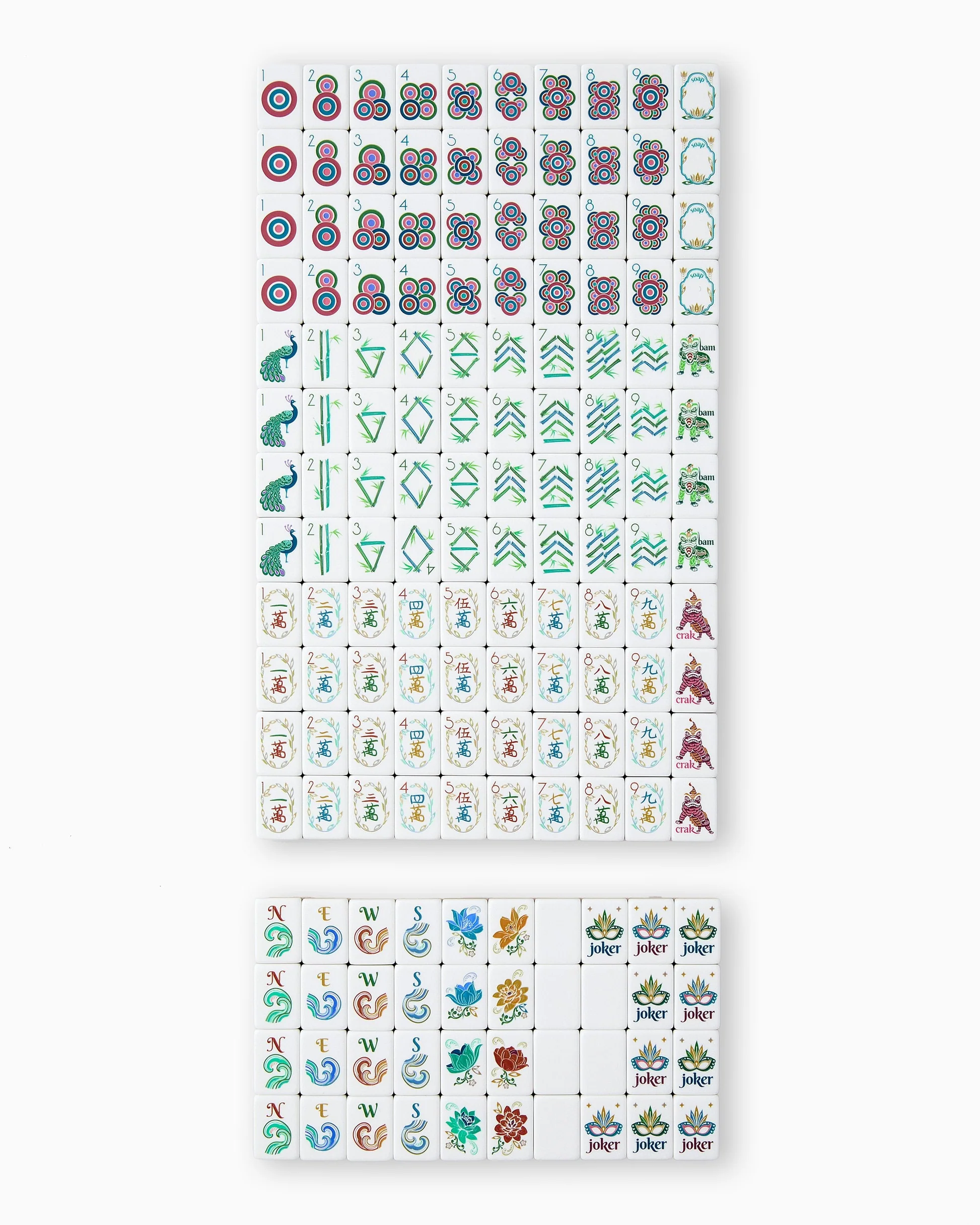 Burnt Orange Mahjong Tiles Set