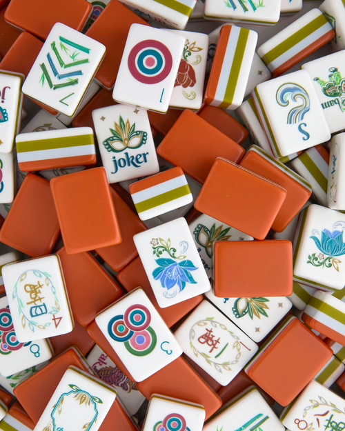 Burnt Orange Mahjong Tiles Set