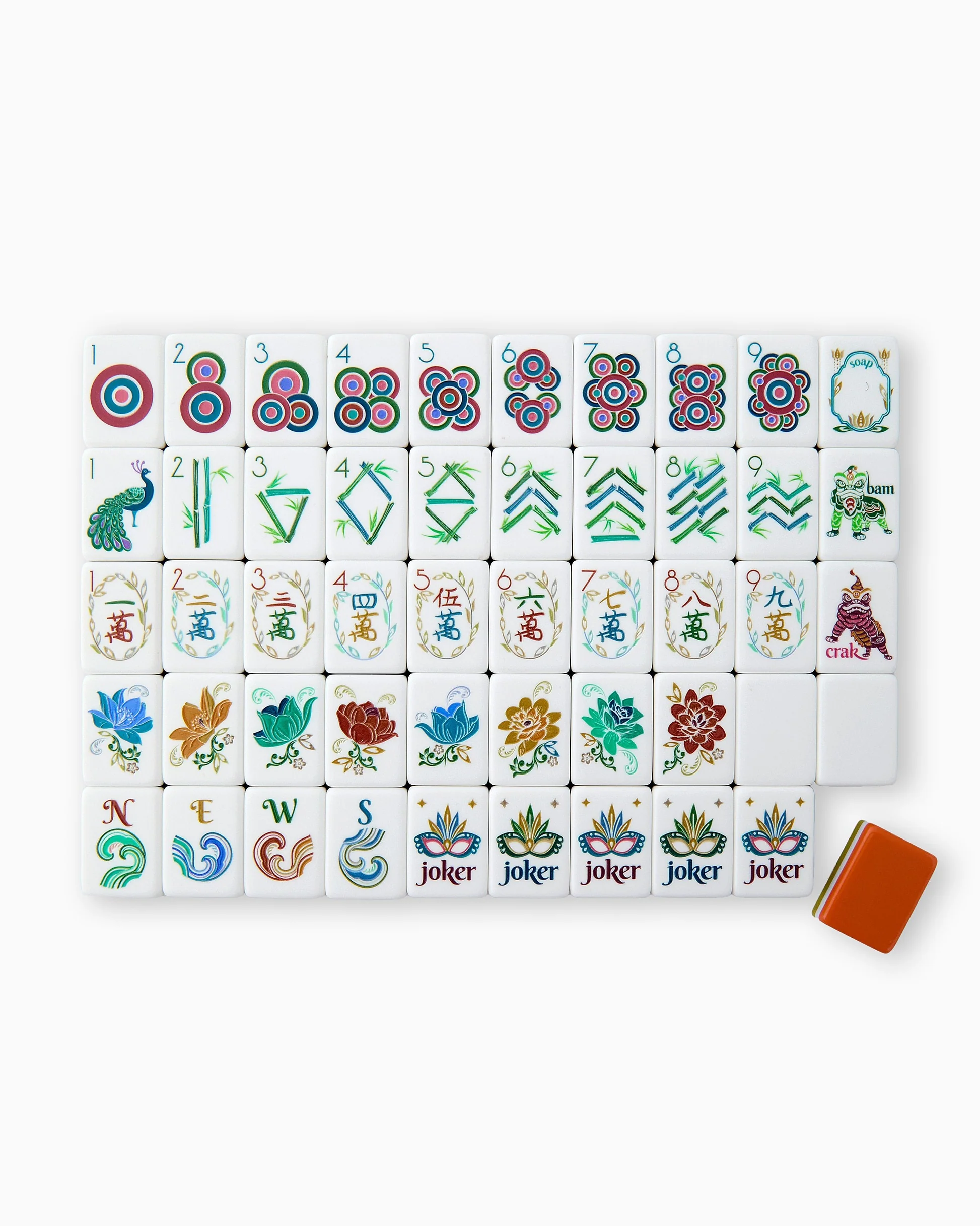 Burnt Orange Mahjong Tiles Set